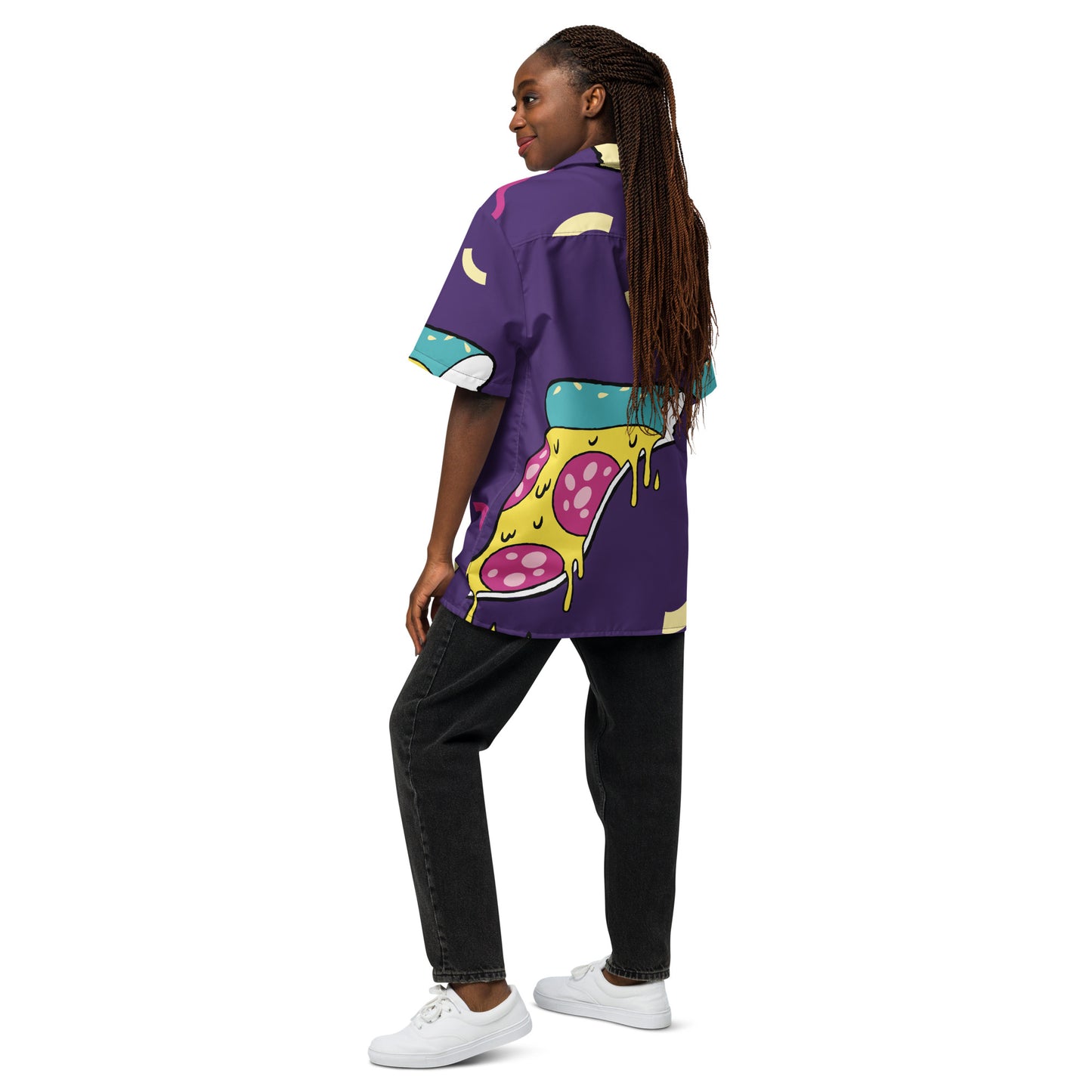 Jazzy Nick's Pizza Button Shirt (Purple)