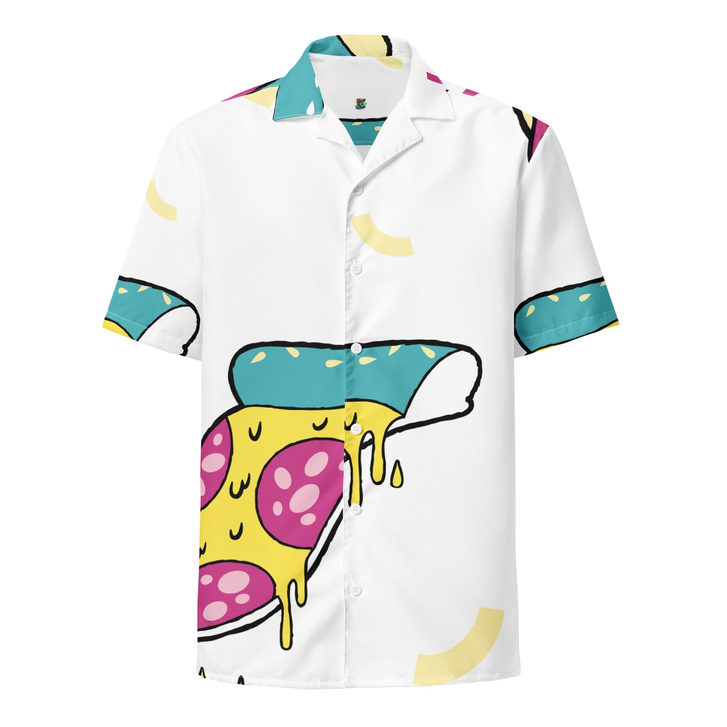 Jazzy Nick's Pizza Button Shirt (White)