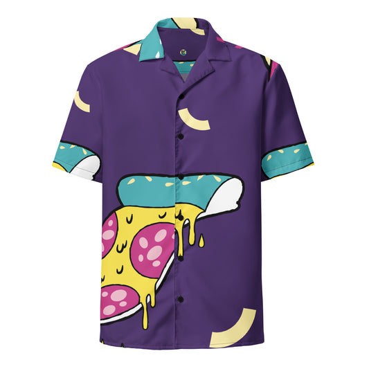 Jazzy Nick's Pizza Button Shirt (Purple)