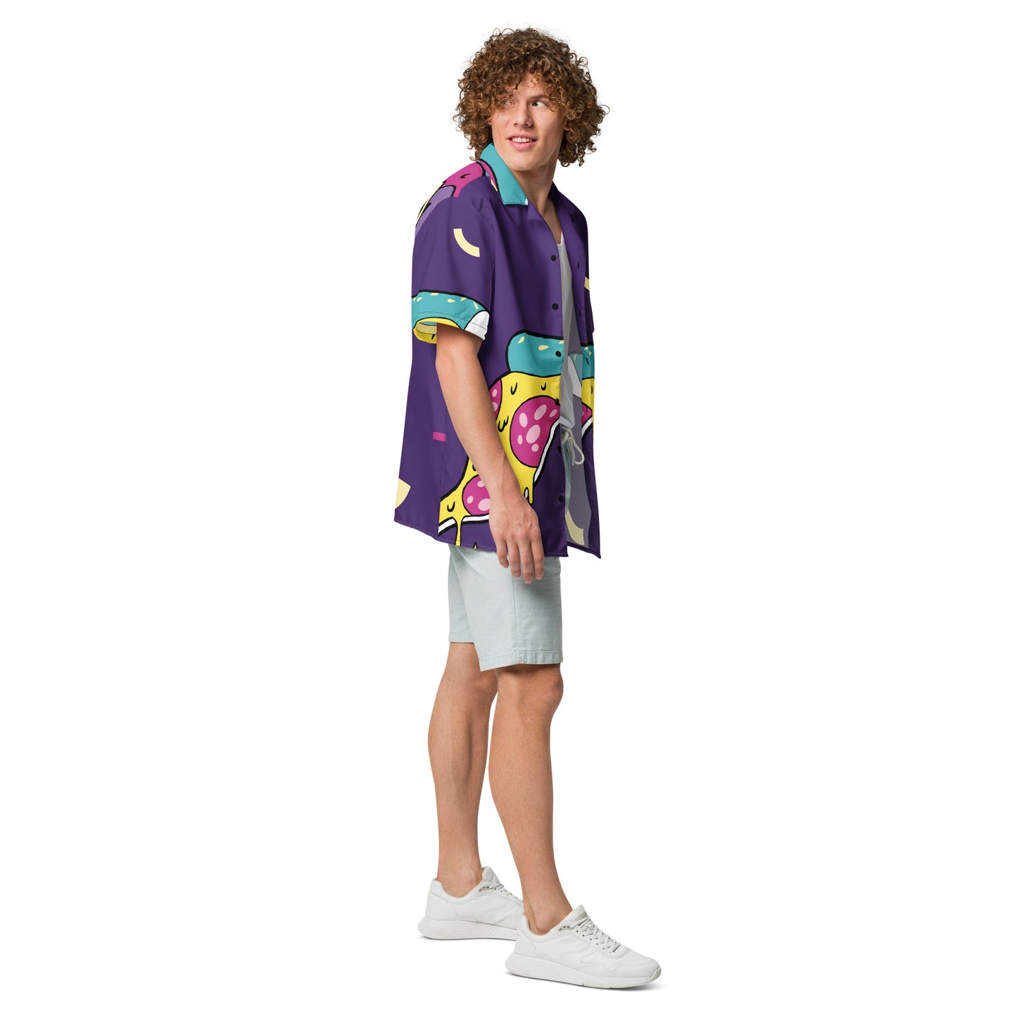 Jazzy Nick's Pizza Button Shirt (Purple)